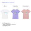 T-shirt Femme Coton Bio Move Summer disponible en blanc, lavande et rose poudré
