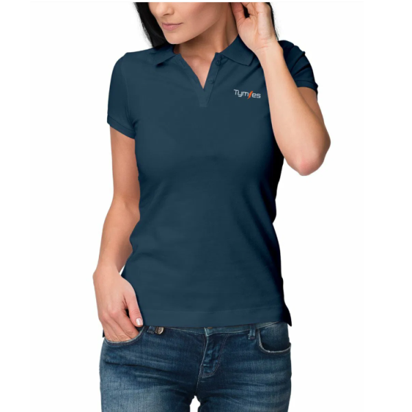 0703_Polo_Tymies_Femme_Marine_8cm Polo Femme Coton Bio – Tymies – Essential