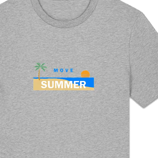 2707_T-shirt_Unisexe_Summer_Zoom Motif Move Summer imprimé sur un T-shirt unisexe Coton Bio