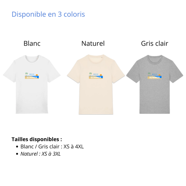 2707_Tshirt-Unisexe_Summer-4 T-shirt unisexe Coton Bio Move Summer disponible en blanc, naturel et gris clair