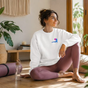 2308_Sweat_Unisexe_Esprit_Yoga_Signature_Blanc_20cm Sweat Unisexe Coton Bio - Esprit Yoga